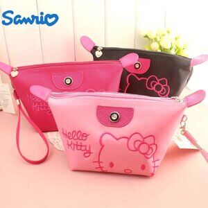 NWT Hello Kitty Wristlet Black or Pink  Cosmetic Bag